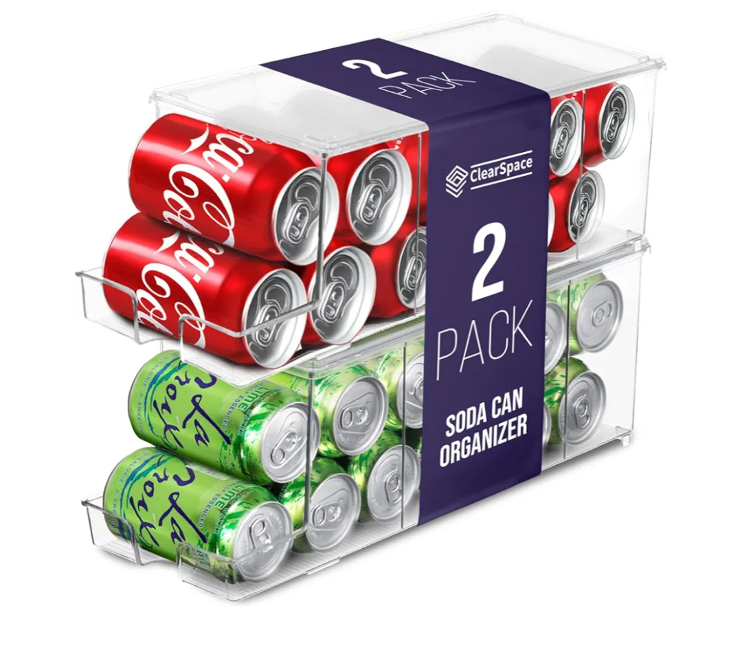 Soda Can Organizer & Soda Can Dispenser for Refrigerator - Fridge Organizer & Stackable Drink Organizer for Fridge or Refrigerator - Holds 12 Cans Each, BPA Free - 2 Pack