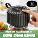 Electric Mason Jar Vacuum Sealer Kit Rechargeable Portable Sealer for Wide/Regular Mouth Jars, Bags & Containers | Ultimate Tool for Home Chefs to Preserve Meal Prep, Dry Goods & Canning (Black)