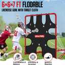 ZEALFEEL Lacrosse Goal 6x6x7Ft, Foldable Lacrosse Training Net with 9-Zone Target for Accuracy Practice, Heavy-Duty Steel Frame & Tear-Resistant Netting, Backyard Shooting Practice for Teens & Adults