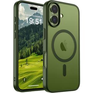 SUPFINE Magnetic for iPhone 17 Case (Compatible with MagSafe)(Military Grade Drop Protection) Translucent Matte Shockproof with Anti-Fingerprint Phone Cover 2025,Cangling Green
