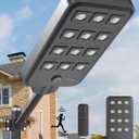 Ofuray Of-12600W Solar Street Lights Outdoor, 6500K Commercial Dusk to Dawn Flood Light with Motion Sensor, IP67 Waterproof 120LED High Power Security Lighting for Parking Lot, Yard
