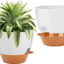 GARDIFE 10 inch Plant Pots,Self Watering Pots, 2 Pack Flower pots, Large Plastic Planters with Deep Reservior and High Drainage Holes for Indoor Outdoor Plants and Flowers, White