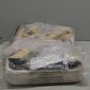 LUE BONA Square Linen Makeup Stool, Metal X Legs, Small Ottoman Stool Chair for Vanity, Modern Padded Seat Foot Rest for Makeup Room, Bathroom