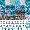 NVENF 1800PCS+ Western Beads Charms for Jewelry Making Turquoise Clay Heishi Beads Vintage Cactus Flower Lightning Boot Cow-head Charms for Western Bracelet Making DIY Crafts (Turquoise 1)