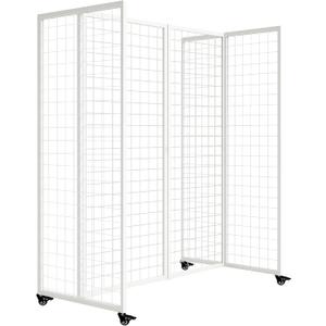 Grid Wall Panels with Wheels, 4 x 5.5Ft Gridwall Panel Display Stand, Sturdy Art Display Panels, Grid Display Stand, White