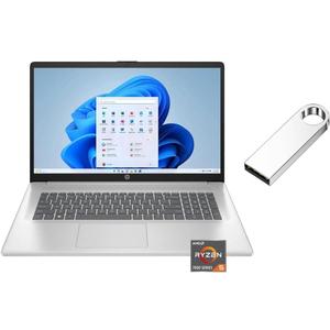 HP 17.3 inch 1920 x 1080 (Full HD) Laptop | AMD Ryzen 5 7430U(Beat i7-1255U) | AMD Radeon Graphics | HDMI|Silver| 16GB RAM | 512GB SSD | Windows 11 S | Bundle with 64GB USB Flash Drive