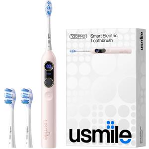 usmile Y20PRO Electric Toothbrush, AI-Powered Smart Toothbrush with AM/PM Auto Mode, 4 Brushing Modes, 90-Day Battery, App Control, Real-Time 3D Map, 2 Brush Heads Included(Sakura Pink)