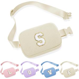 YOOLIFE Belt Bag for Kids Girls, Initial Crossbody Bags for Kids Teen Girl Gifts White Small Fanny Packs Cross Body Bag for Women Personalized Friend Birthday Gifts for Girls Women Her Gift (White S)