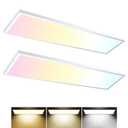 AIKVSXER 1x4 LED Flat Panel Light Surface Mount Ceiling Light, 5500LM 50W TRIAC 10-100% Dimmable, 3000/4000/5000k Selectable, 120V LED Kitchen Ceiling Lights Fixtures for Garage/Laundry 2PACK
