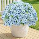Artificial Flowers for Outdoor, Silk Flowers No Fade Fake Plastic Flowers UV Resistant Faux Plants for Outdoors Outside Front Porch Hanging Planter Window Box Garden Home Decoration, 42 Pack(Blue)
