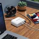 USB Charger Station, SUPERDANNY 8-Port Desktop Charging Station for Multiple Devices, Compatible with iPhone 11/X/Xs/Max/XR/SE/8/Plus, iPad Pro/Air/Mini, AirPods, Galaxy S10 Note, LG, and More, White