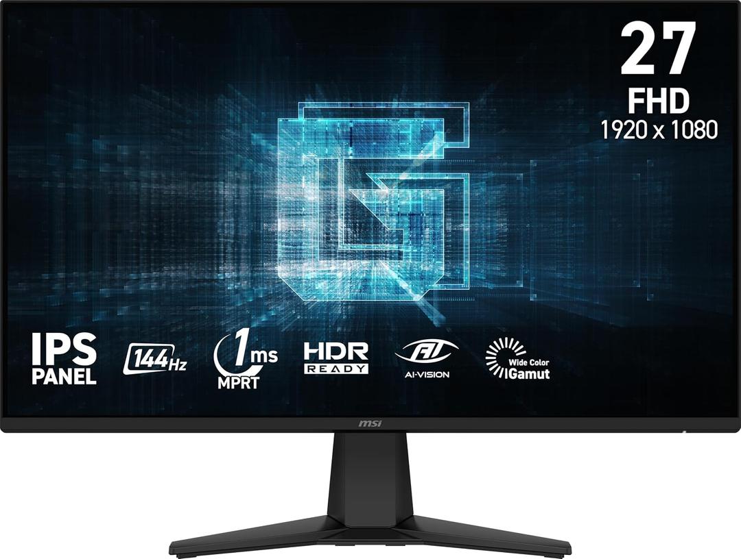 msi G275L E14 27-inch 1920 x 1080 (FHD) Gaming Monitor, 144Hz, AMD Adaptive Sync, HDR Ready, HDMI, VGA Port, VESA, Tilt, 1ms, Black