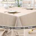 Smiry Rectangle Table Cloth Linen Textured, Waterproof Spillproof Anti-Wrinkle Burlap Tablecloth, Washable Decorative Fabric Table Cover for Dining, Party, Banquet, 52 x 70 Inch, Linen