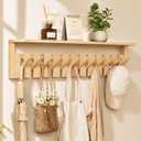 Coat Rack with 12 Hooks,Coat Hooks Wall Mount with Shelf,Decorative Wall Storage for Jackets,Hats,Scarves,Bags,Entryway,Bedroom,Living Room