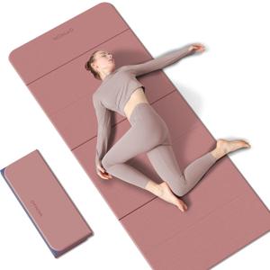 7-Fold Yoga Mat 70"x24" - 1/2 Inch Thick Folding Exercise Mat, Compact Non-Slip TPE Mat for Travel, Storage, Yoga & Home Gym, Lightweight & Portable (Pink + Navy)
