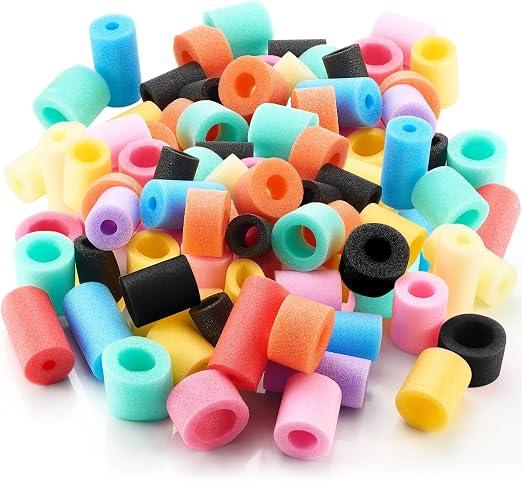 Frienda 100 Pcs Pool Noodles Bits Multicolor Craft Small Size Versatile Mixed Floating Pool Noodles Foam Rope Tube for Play or DIY Craft Multipurpose (1.18"-2.36" Dia.,Regular Colors)