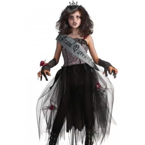 Halloween Prom Queen Costume Accessories Set - Includes Tiara, Satin Sash, Tattoo Stickers & Black Rose for Women's Dress Up, 10-12Years