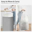 STORAGE MANIAC Metal Frame Laundry Hamper with Lid, 90L Tall Laundry Baskets with Removeable Bag, Large Clothes Hamper with PU Tag, Laundry Bin for Dorm, Collage, Bathroom, Bedroom, Gray