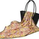 MEANBEAUTY Head Scarf for Women Like Silk Scarf Square Scarves Satin Bandanas Neck Scarfs 27.5 Inch with Gift Packed (Sunflower/Yellow/Green)