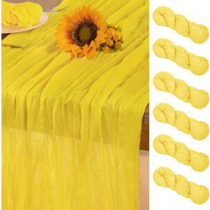Lemon Yellow Cheesecloth Table Runner 6 Pack Fall Table Runners Boho Gauze 120 Inches Yellow Cheese Cloth Fall Table Decorations for Thanksgiving Wedding Bridal Baby Shower Parties Decor
