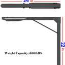 Ultrawall 24 inch Black Sturdy Folding Shelf Brackets, Heavy Duty Adjustable Steel Wall Mounted Collapsible Shelf Bracket, Max Load 550lb