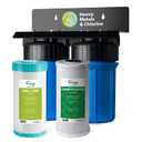 iSpring WGB21B-KS 2-Stage Whole House Water Filtration System with 10" x 4.5" Sediment CTO(Chlorine, Taste and Odor) Filter,KDF+GAC filter, Removes Chlorine, Iron, Lead, Odor and More, 1" Inlet/Outlet