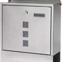 Parrency Stainless Steel Mailboxes with Key Lock, Wall Mounted Large Capacity Mailbox with Newspaper Compartment, Silver, 15.4" x 12"x 4.8" (Silver)