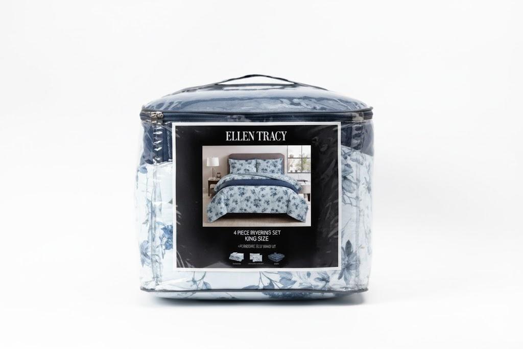 Ellen Tracy 4 Piece Comforter Set - Blue Floral (Size King)
