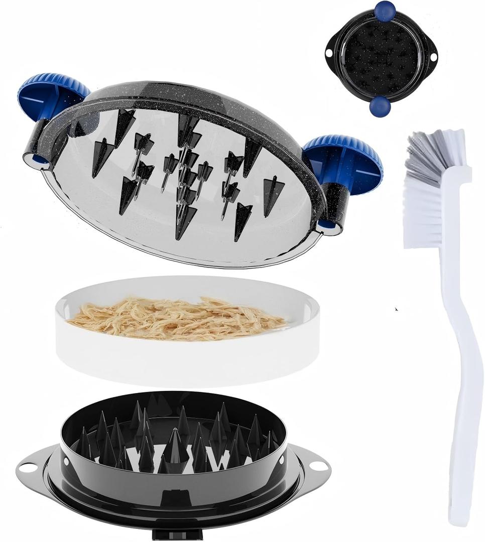 Chicken Shredder Tool Twist Pro - Large Meat Shredder for Chicken Breast, Pulled Pork, Beef with Upgraded Stainless Steel Spikes Wall Mounted Design BPA-Free Kitchen Essentials Gadgets (Blue/Black)