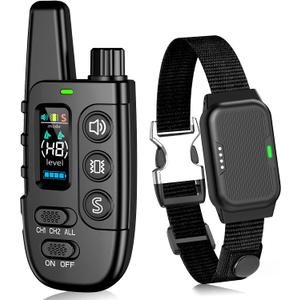 Shock Collar for Dogs, IP67 Waterproof Dog Training Collar with Remote Control, 3 Modes: Beep, Vibration, Safe Static, Rechargeable Adjustable for 15-110lbs Medium Large Dogs