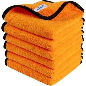 MR.SIGA Professional Premium Microfiber Towels for Cars, Dual-Sided Car Washing and Detailing Towels, Gold, 15.7 x 23.6 inch, 6 Pack