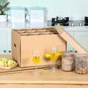 Feifeiya 4 Pack Wine Glass Moving Boxes Kitchen Moving Boxes with Handle Kitchen Kit with Lid for Dish Glassware(Brown,15 x 12 x 10 Inches)