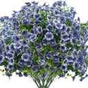 Grunyia Artificial Fake Flowers for Outdoor Spring Decoration, 16 Bundles Faux Silk Colorful Daisy UV Resistant Realistic for Outside Porch Patio Home Yard Garden Planters Pots Window Box (Blue)