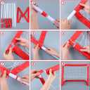 Leyndo 2 Sets Kids Mini Hockey Set Includes 2 Hockey Nets 2 Mini Hockey Goal 4 Plastic Mini Hockey Sticks 4 Foam Balls Knee Hockey Goal Hockey Ball for Kids Indoor Floor(Bright Color)