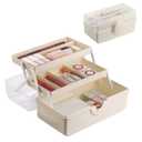 Makeup Storage, Pink Tackle box for Women with Handle. Cosmetic Storage Box Organizer, Portable 3 Layers Makeup Case for Home