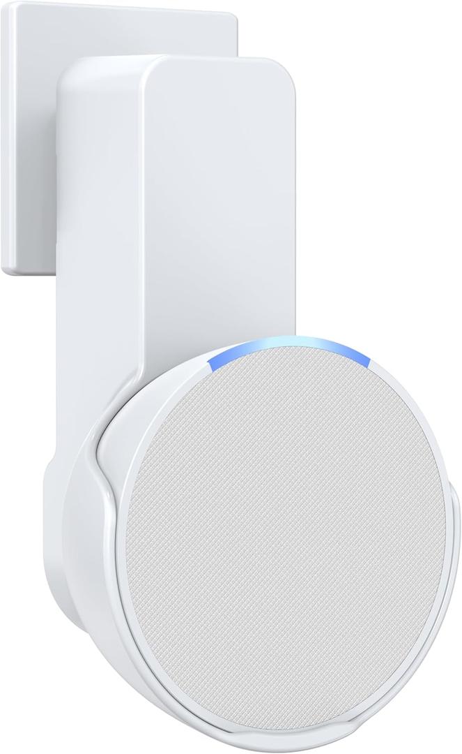Maxonar Wall Mount for Echo Pop, Echo Pop Wall Mount Speaker Stand Holder No Screws and Drill Needed Cable Hidden Storage- White (1 Pack)