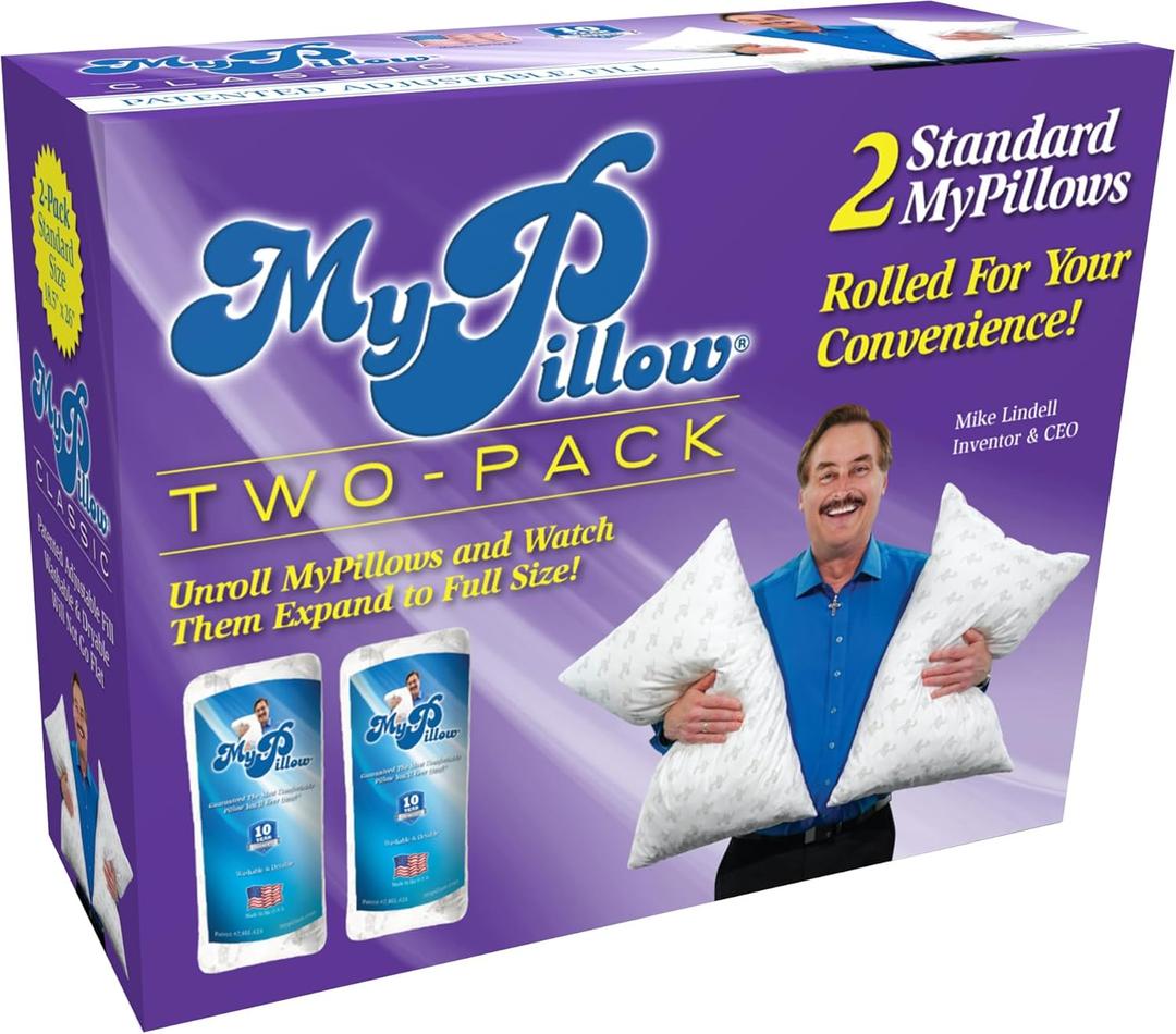 MyPillow Bedding Bed Pillows for Sleeping Standard Size, Set of 2, Back, Stomach or Side Sleepers - My Pillow Classic Pillow (Standard, Medium)
