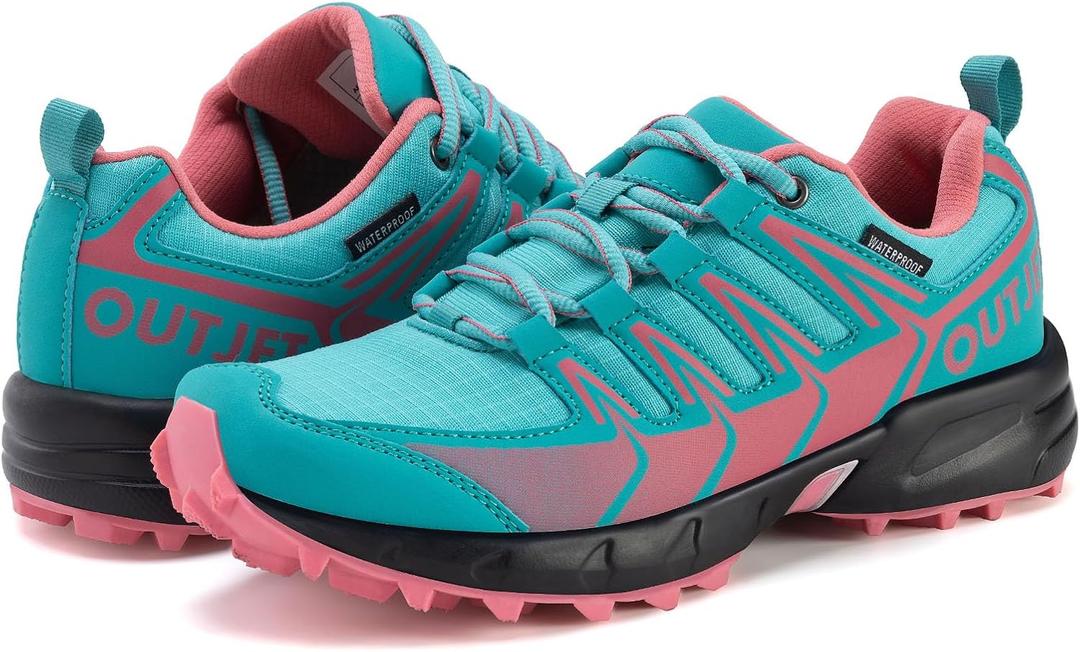 Women's Waterproof Hiking Shoes Lightweight Non-Slip Trails Walking Shoes Outdoor Sneakers (6.5, Pink)