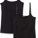 Amazon Essentials Women's Maternity Nursing Tops, Pregnancy Clothes with Adjustable Straps and Built-in Shelf Bra, Pack of 2 (Medium, Black)