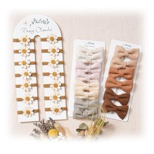 28 pcs Baby Toddler Girl Hair Ties with Bows and Daisy Flower, Neutral Linen Boutique Ouchless Hair Accessories for Girls' Fine Hair, No Damage Soft Elastic Pigtails Ponytail Holders
