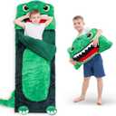 iPlay, iLearn Kids Dinosaur Sleeping Bag, Toddler Boys Dinos Nap Mat, Plush Animal Slumber Bag, 2 In 1 Daycare Preschool Kindergarten Birthday Gift Travel Sleepover for 3 4 5 6 7 8 10 12 Yr Child Teen