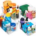 CLEARSPACE Plastic Storage Bins With lids Perfect Kitchen Fridge Organizer, Pantry Organization, Cabinet Organizers (4 Pack)