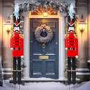 2 Pcs 8ft Large Metal Christmas Nutcracker Outdoor Decoration Yard Sign with Stakes Tall Nutcrackers Christmas Outdoor Giant Lawn Sign Soldier for Xmas Holiday Garden Porch Pathway Walkway