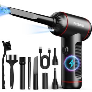 Compressed Air Duster,3 Gear Adjustable 100000RPM Electric Air Duster, Rechargeable Cordless Air Blower with LED Light for Computer Keyboard Electric Devices Cleaning. Replaces Compressed Air Cans