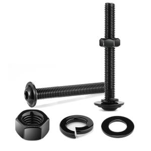 M6 x 50mm Flanged Button Head Socket Cap Screws Bolts, Nuts, Flat & Lock Washers, 20Pcs 18-8 (304) Stainless Steel, Fully Threaded, Black Oxide by SG TZH (with Hex Spanner)