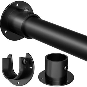 Black Closet Rod,17 to 75 Inches Adjustable Closet Rods for Hanging Clothes 1.3 Inch Diameter Heavy Duty Metal Closet Hanging Rod Closet Bar for Wardrobes,Closet, Bathroom, Windows