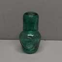 Retro Relief Glass Bedside Night Water Carafe with Tumbler Glass, Pitcher And Cup Night Set-Green
