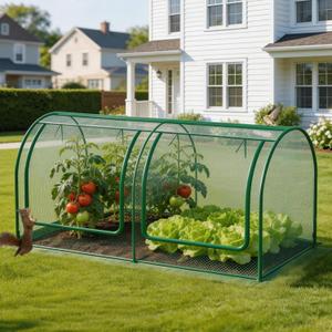 98x49x49in Garden Plant Netting Mesh Cover for Raised Bed, Crop Cage with Roll-up Zipper Door, Plant Protectors from Animals, Large Tunnel Gardening Net for Vegetables Fruits Tomato, Green