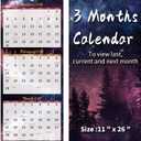 6 x Calendar 2026-2027 - 3 Month Wall Calendar Vertical Display (Folded in a Month), April 2026 - July 2027, 11" x 26", 3 Month Calendar, 2026-2027 Wall Calendar with Thick Paper, To-do & Notes - Green