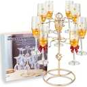 SEGIIFO Champagne Tree Stand for 10 Glasses, Rose Golden Cocktail Tree Stand, Screw-on Cocktail Tree Stand for Drinks, Metal Champagne Stand Drink Tree Stand Drink Tower for Bar Party Wedding Birthday